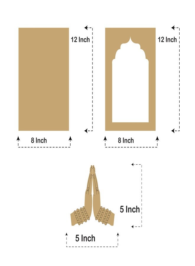 LET'S DIY طقم صنع نافذة خشبية من خشب MDF بتصميم "ناماستي" - تصميم هندي تقليدي، قواعد مربعة الشكل جاهزة للمشاريع الفنية والحرفية - مجموعة من إطارين خشبيين غير مكتملين لتزيين المنزل - Image 2